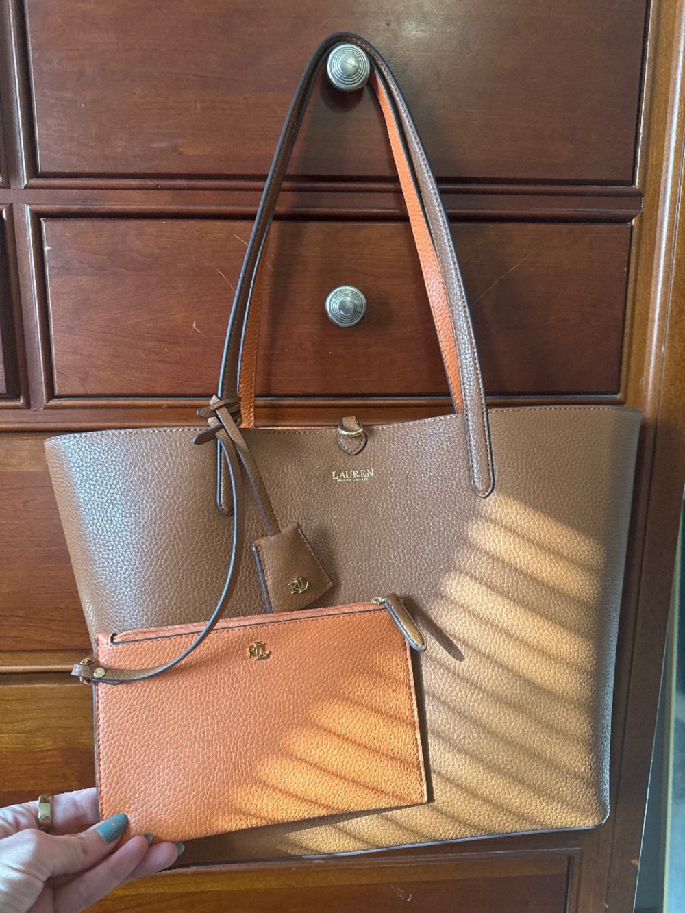 Lauren Ralph Lauren Faux Leather Large Tote - Picture 2 of 4
